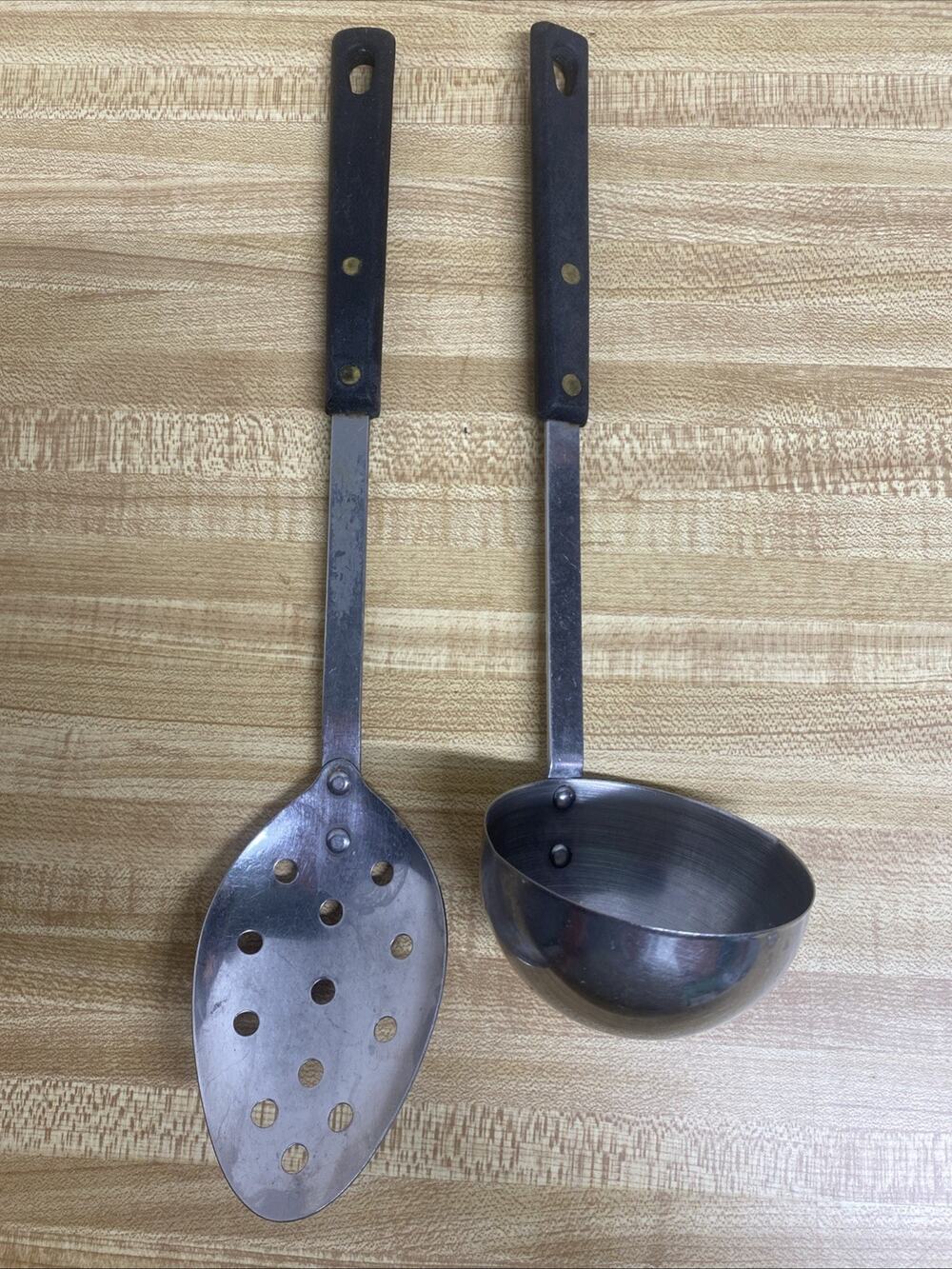 Vintage 2 Piece Set Stainless Steel USA Slotted Spoon & Ladle